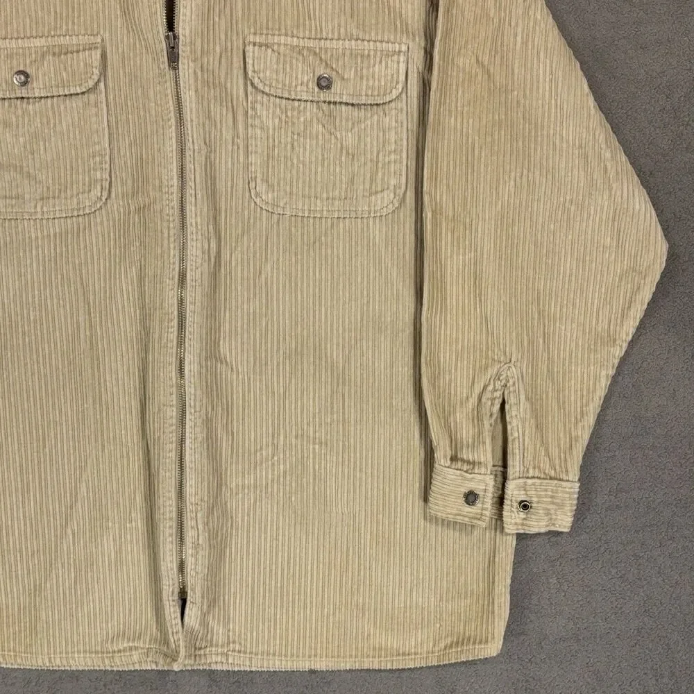 Property Mens Corduroy Zip Up Shirt Jacket Tan Beige Workwear XL Tall XLT Cotton - Picture 4 of 10